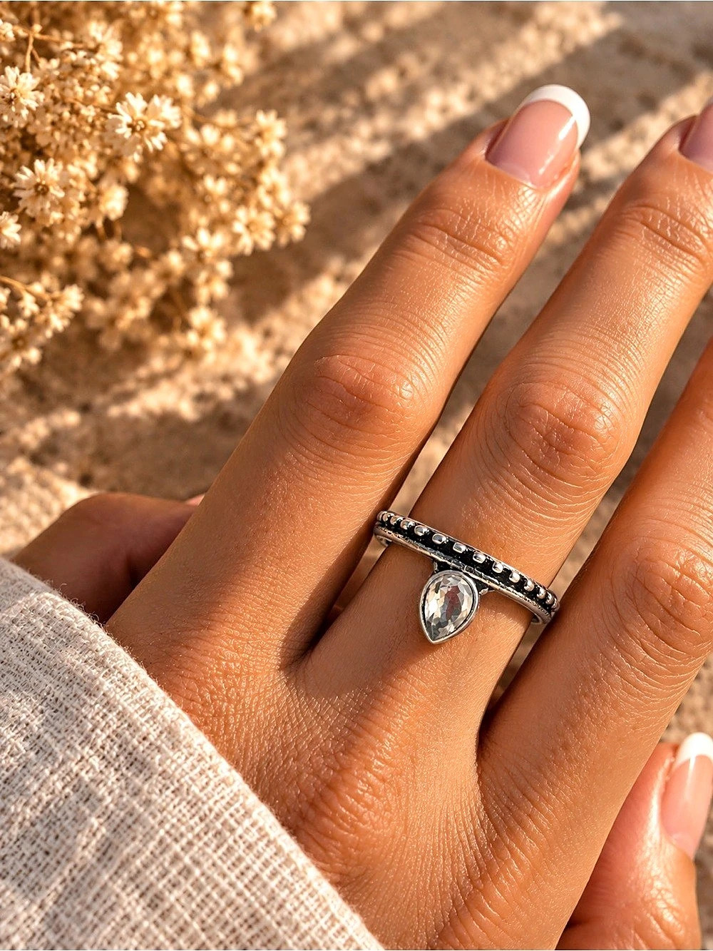 Silver Teardrop Ring